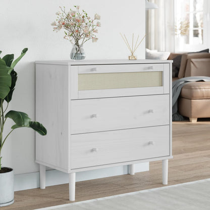 vidaXL Drawer Cabinet SENJA Rattan Look White 80x40x80 cm Solid Wood Pine 1