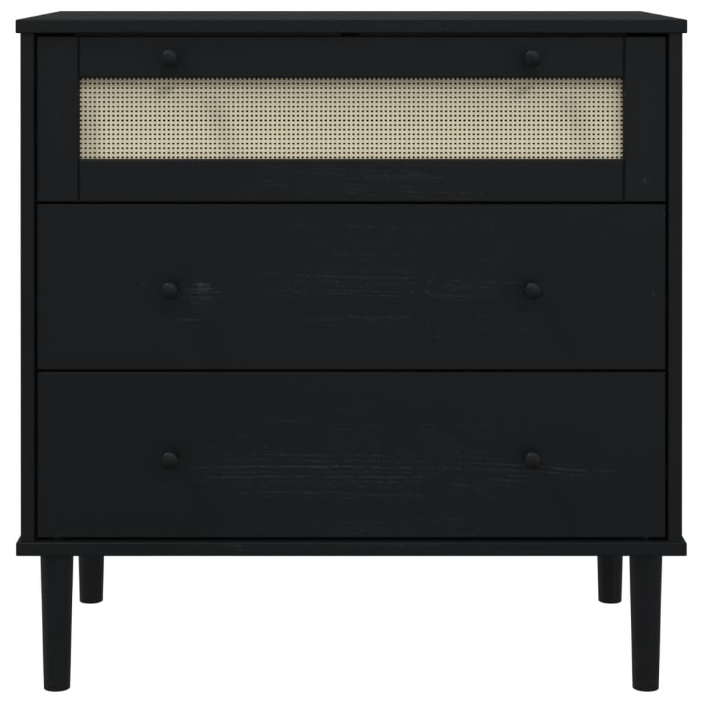 vidaXL Drawer Cabinet SENJA Rattan Look Black 80x40x80 cm Solid Wood Pine 5