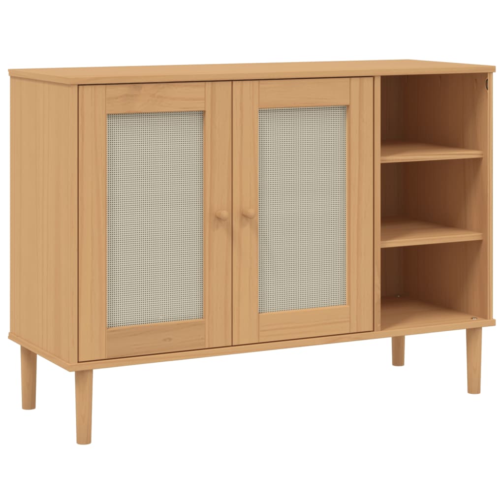 vidaXL Sideboard SENJA Rattan Look Brown 112x40x80cm Solid Wood Pine 2