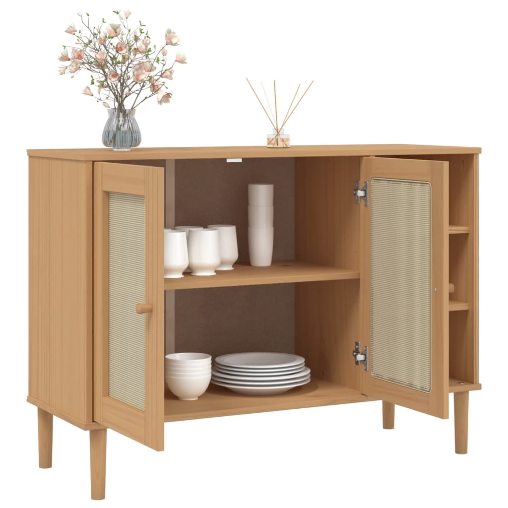 vidaXL Sideboard SENJA Rattan Look Brown 112x40x80cm Solid Wood Pine 4
