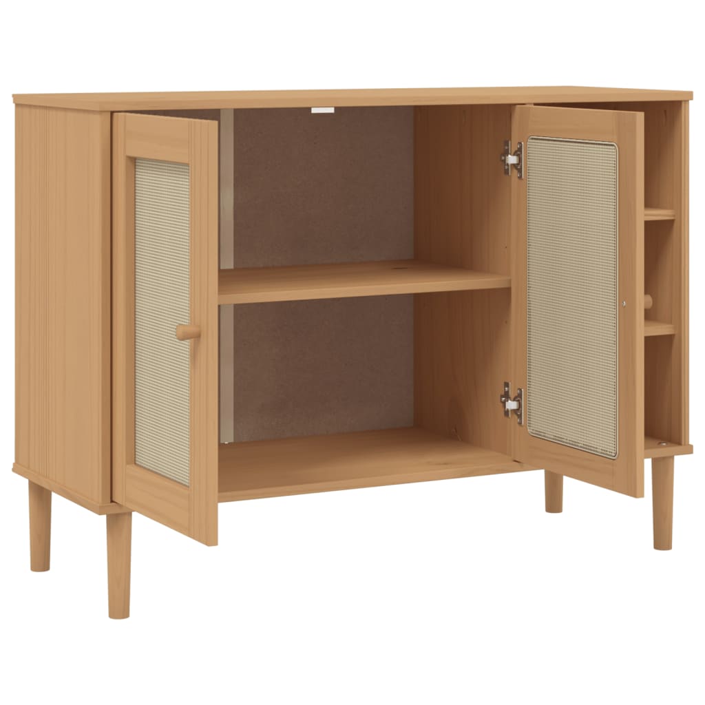 vidaXL Sideboard SENJA Rattan Look Brown 112x40x80cm Solid Wood Pine 6