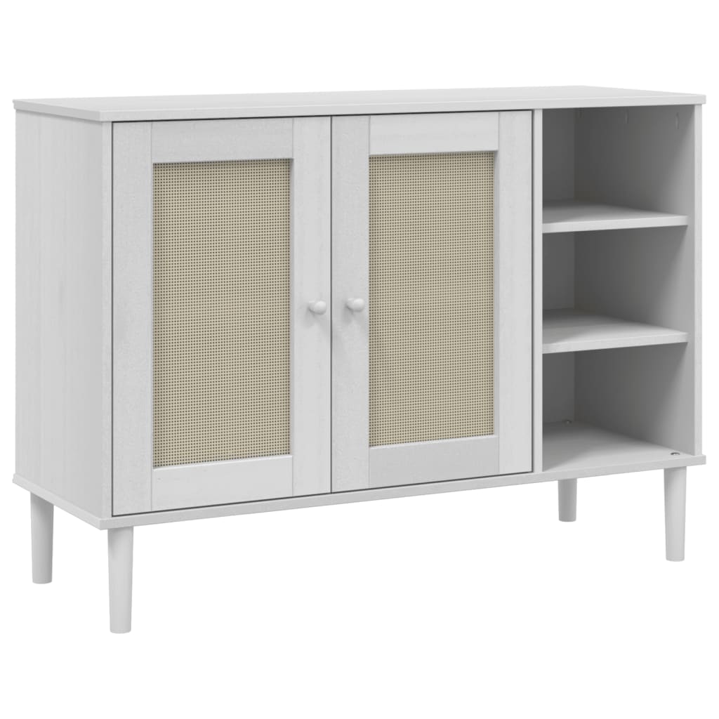 vidaXL Sideboard SENJA Rattan Look White 112x40x80cm Solid Wood Pine 2