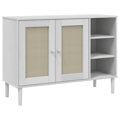 vidaXL Sideboard SENJA Rattan Look White 112x40x80cm Solid Wood Pine 2