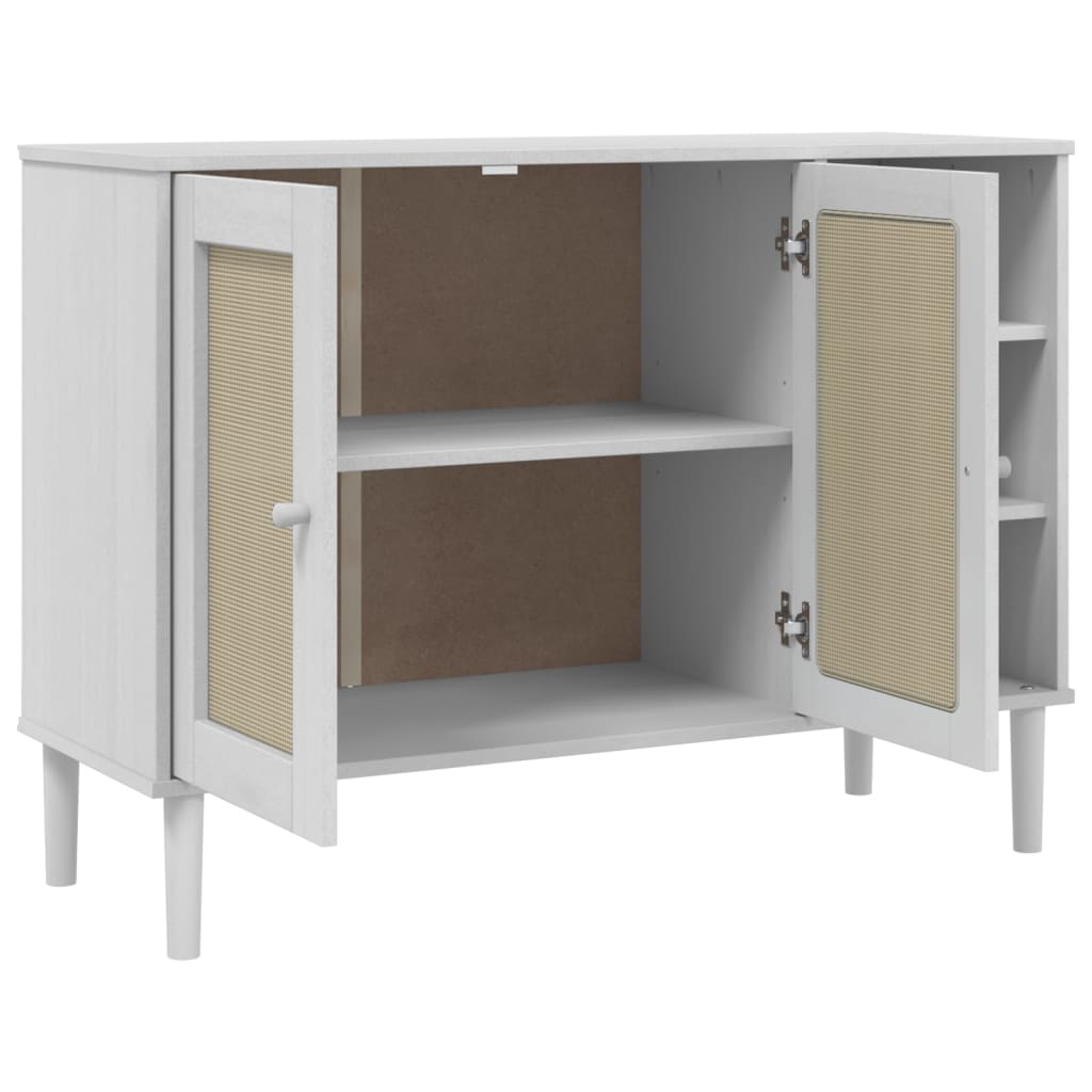 vidaXL Sideboard SENJA Rattan Look White 112x40x80cm Solid Wood Pine 6