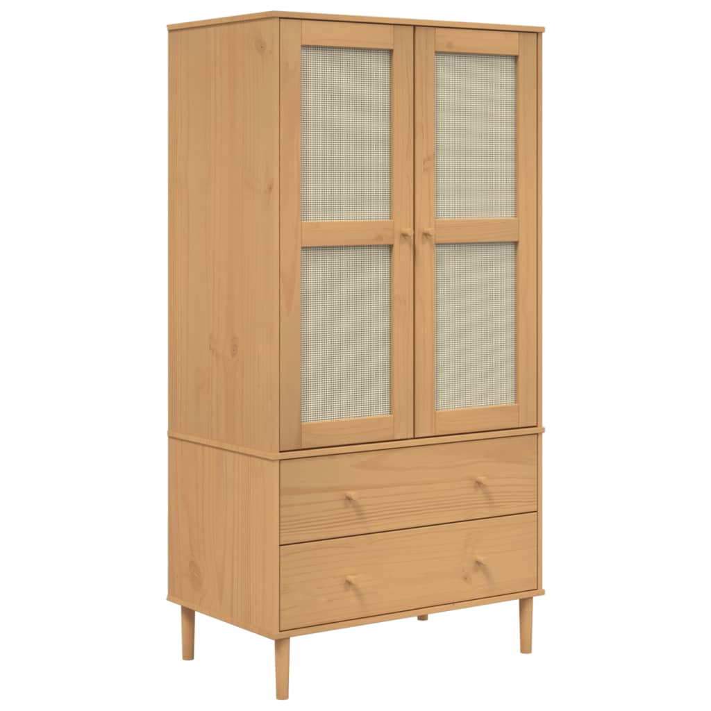 vidaXL Wardrobe SENJA Rattan Look Brown 90x55x175 cm Solid Wood Pine 2