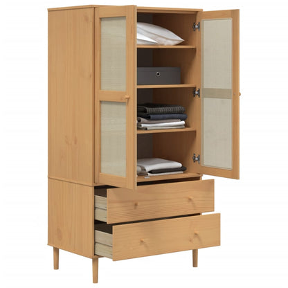 vidaXL Wardrobe SENJA Rattan Look Brown 90x55x175 cm Solid Wood Pine 4