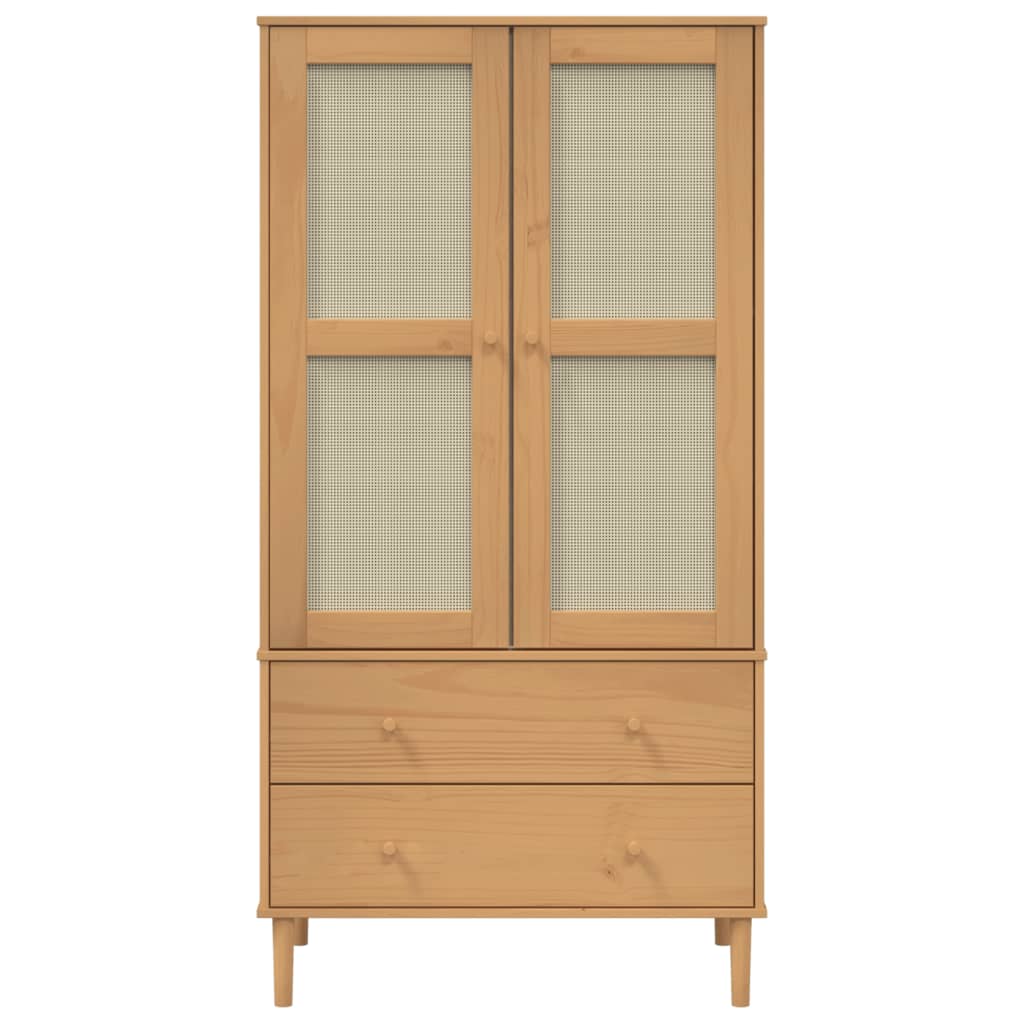 vidaXL Wardrobe SENJA Rattan Look Brown 90x55x175 cm Solid Wood Pine 5