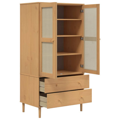 vidaXL Wardrobe SENJA Rattan Look Brown 90x55x175 cm Solid Wood Pine 6
