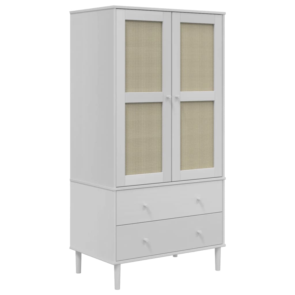 vidaXL Wardrobe SENJA Rattan Look White 90x55x175 cm Solid Wood Pine 2