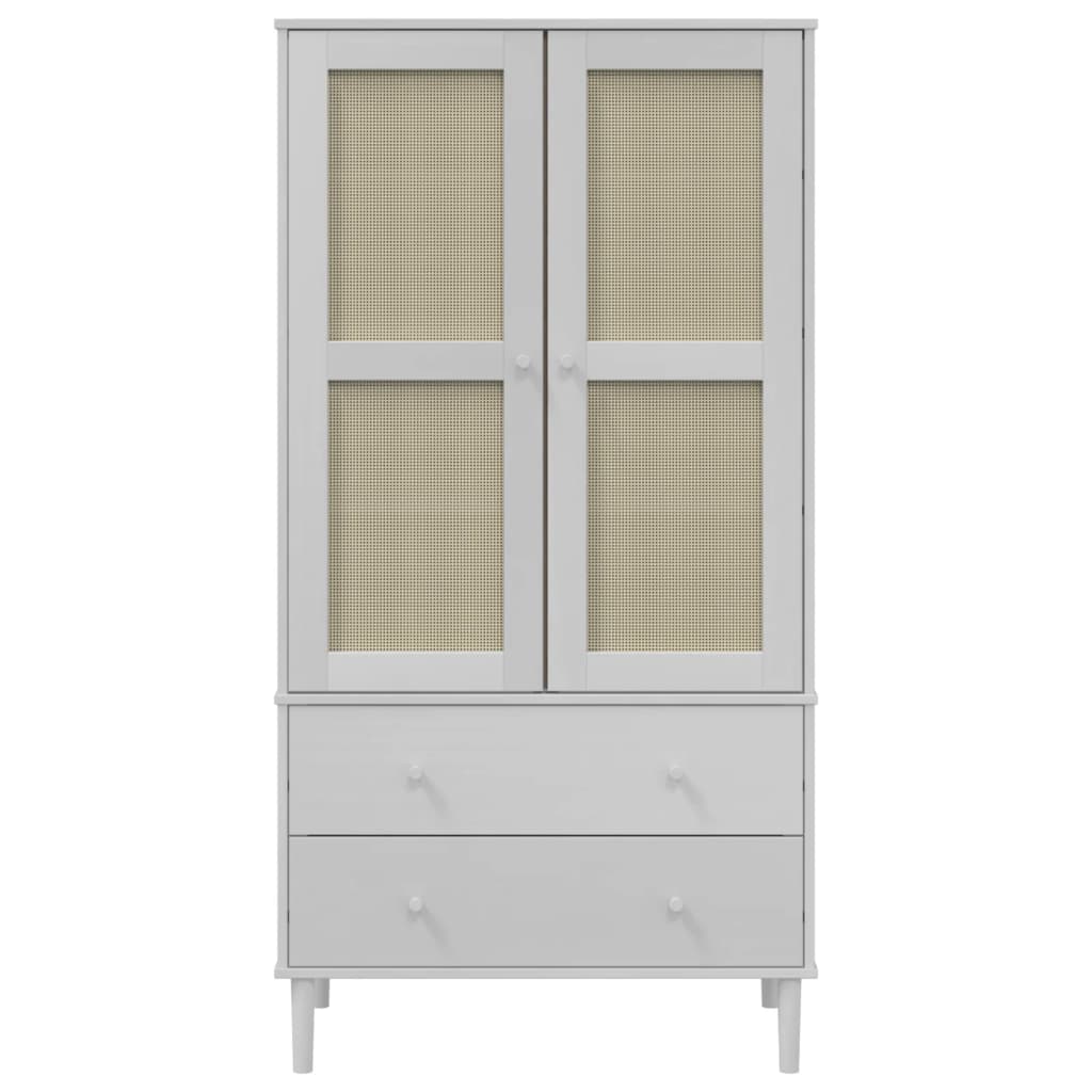vidaXL Wardrobe SENJA Rattan Look White 90x55x175 cm Solid Wood Pine 5