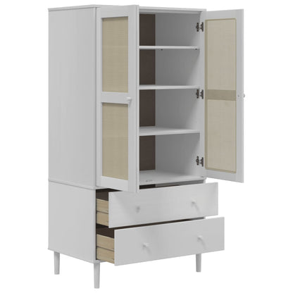 vidaXL Wardrobe SENJA Rattan Look White 90x55x175 cm Solid Wood Pine 6