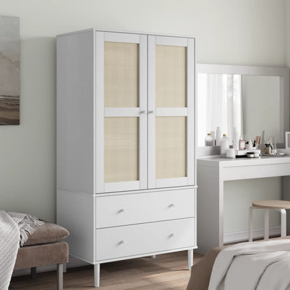 vidaXL Wardrobe SENJA Rattan Look White 90x55x175 cm Solid Wood Pine 1