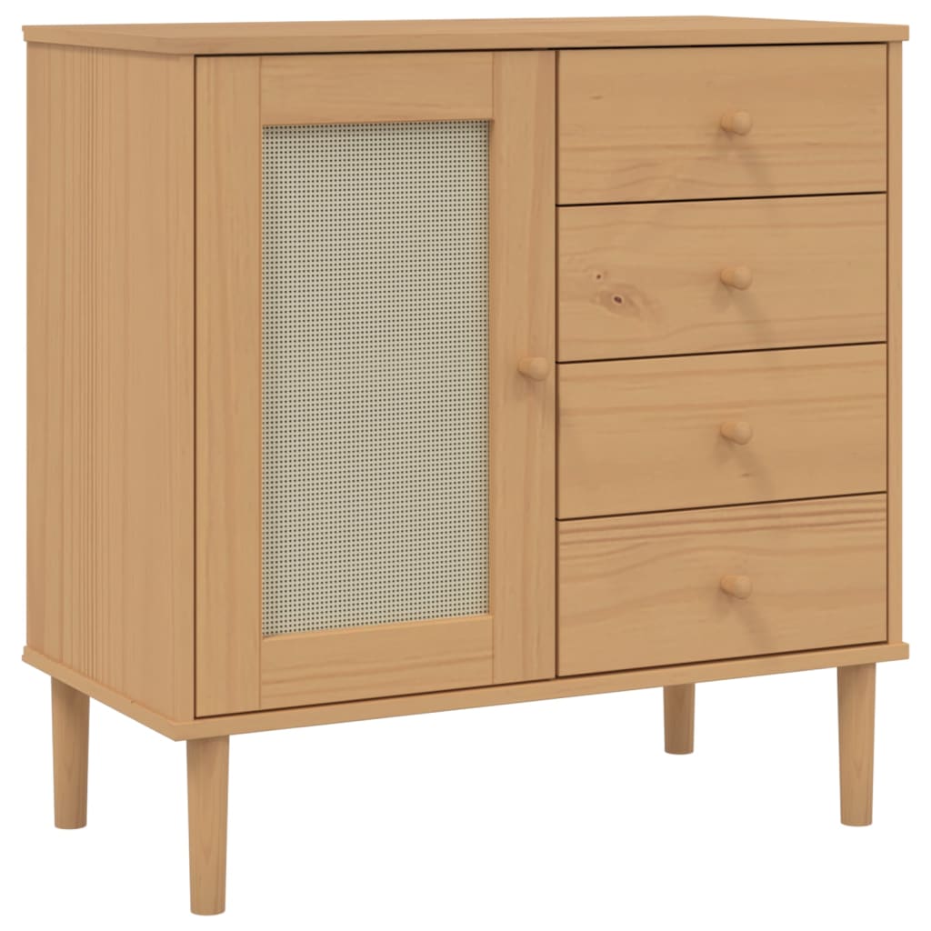 vidaXL Sideboard SENJA Rattan Look Brown 80x40x80 cm Solid Wood Pine 2
