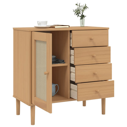 vidaXL Sideboard SENJA Rattan Look Brown 80x40x80 cm Solid Wood Pine 4