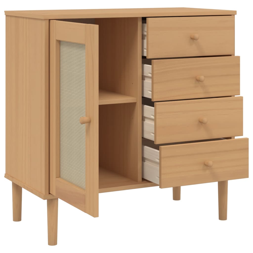 vidaXL Sideboard SENJA Rattan Look Brown 80x40x80 cm Solid Wood Pine 6