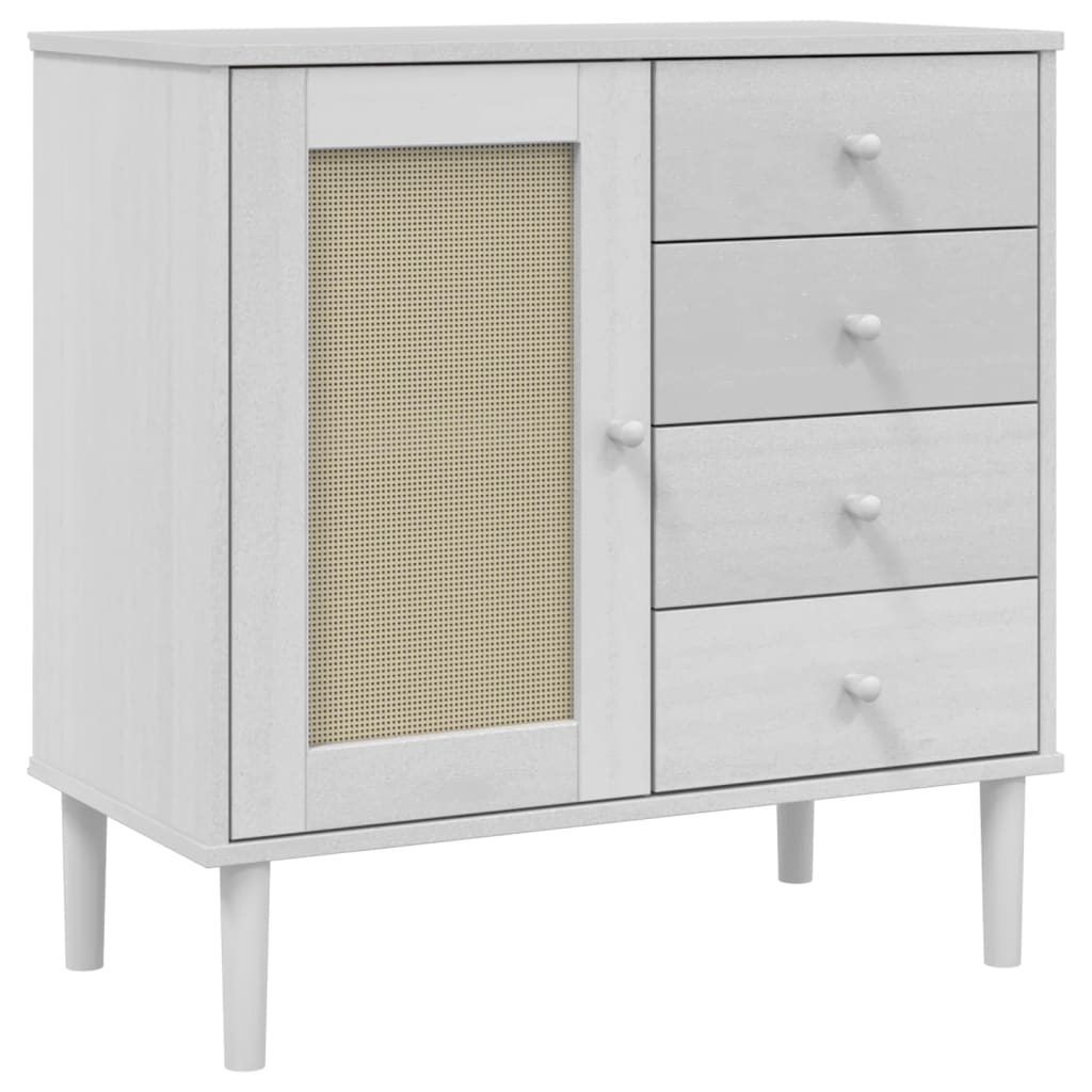 vidaXL Sideboard SENJA Rattan Look White 80x40x80 cm Solid Wood Pine 2