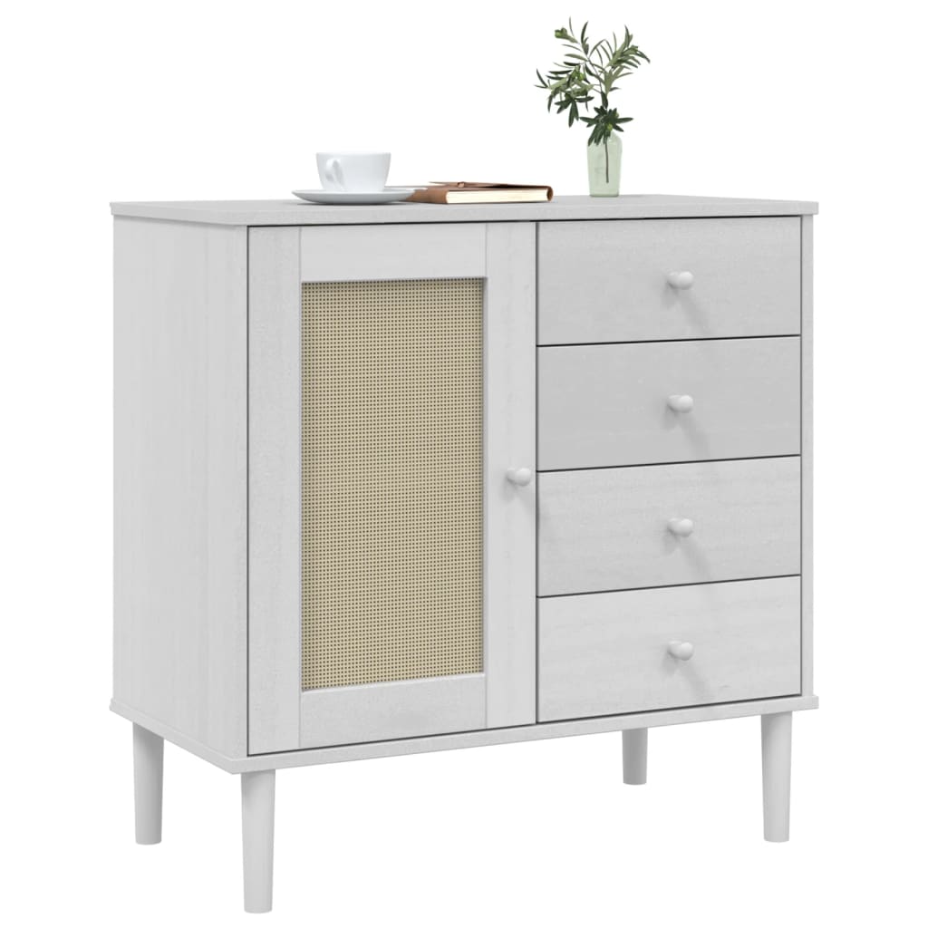 vidaXL Sideboard SENJA Rattan Look White 80x40x80 cm Solid Wood Pine 3