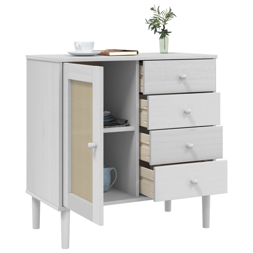 vidaXL Sideboard SENJA Rattan Look White 80x40x80 cm Solid Wood Pine 4