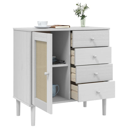vidaXL Sideboard SENJA Rattan Look White 80x40x80 cm Solid Wood Pine 4