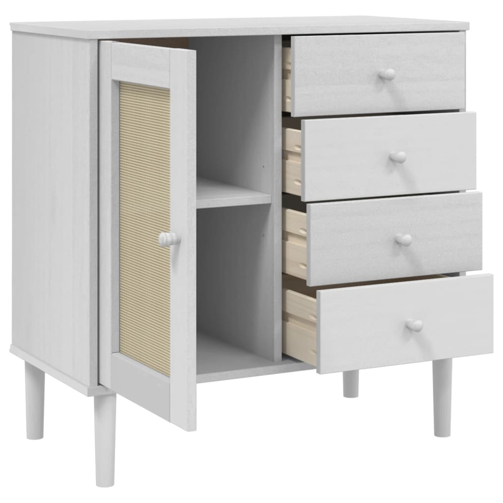 vidaXL Sideboard SENJA Rattan Look White 80x40x80 cm Solid Wood Pine 6