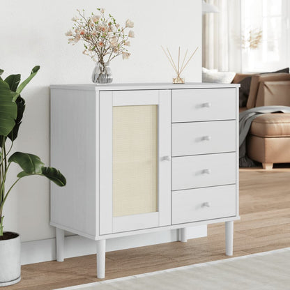 vidaXL Sideboard SENJA Rattan Look White 80x40x80 cm Solid Wood Pine 1
