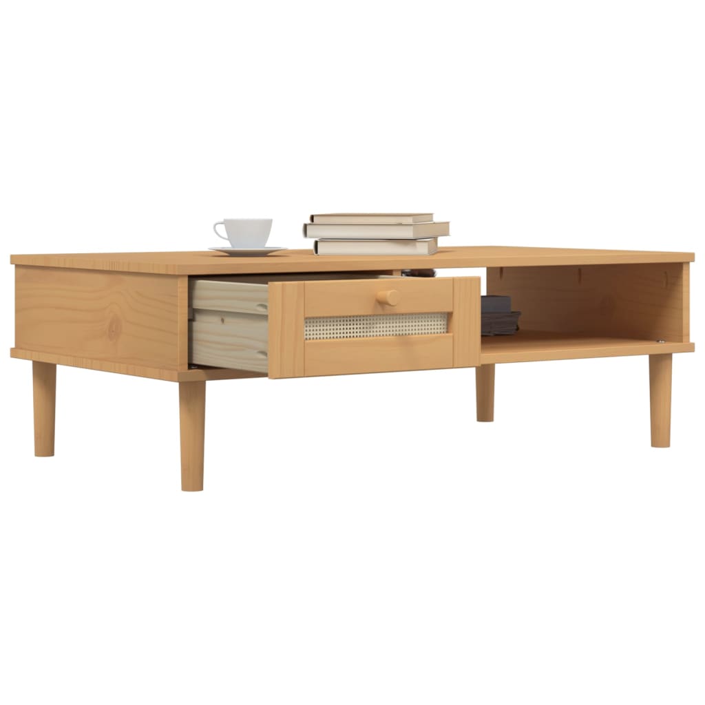 vidaXL Coffee Table SENJA Rattan Look Brown 100x55x33 cm Solid Wood 4