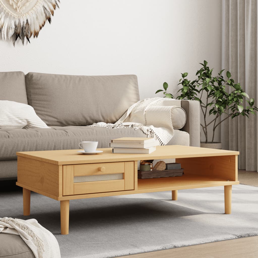 vidaXL Coffee Table SENJA Rattan Look Brown 100x55x33 cm Solid Wood 1