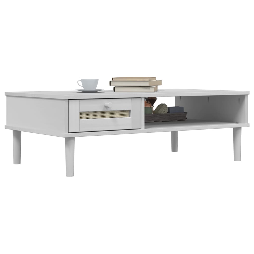 vidaXL Coffee Table SENJA Rattan Look White 100x55x33 cm Solid Wood 3