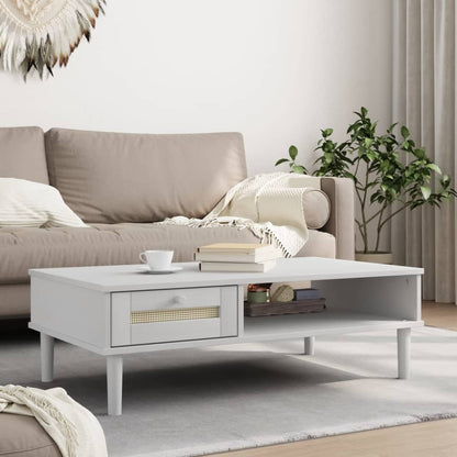 vidaXL Coffee Table SENJA Rattan Look White 100x55x33 cm Solid Wood 1