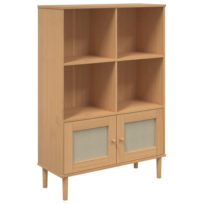 vidaXL Bookcase SENJA Rattan Look Brown 90x35x130 cm Solid Wood Pine 2