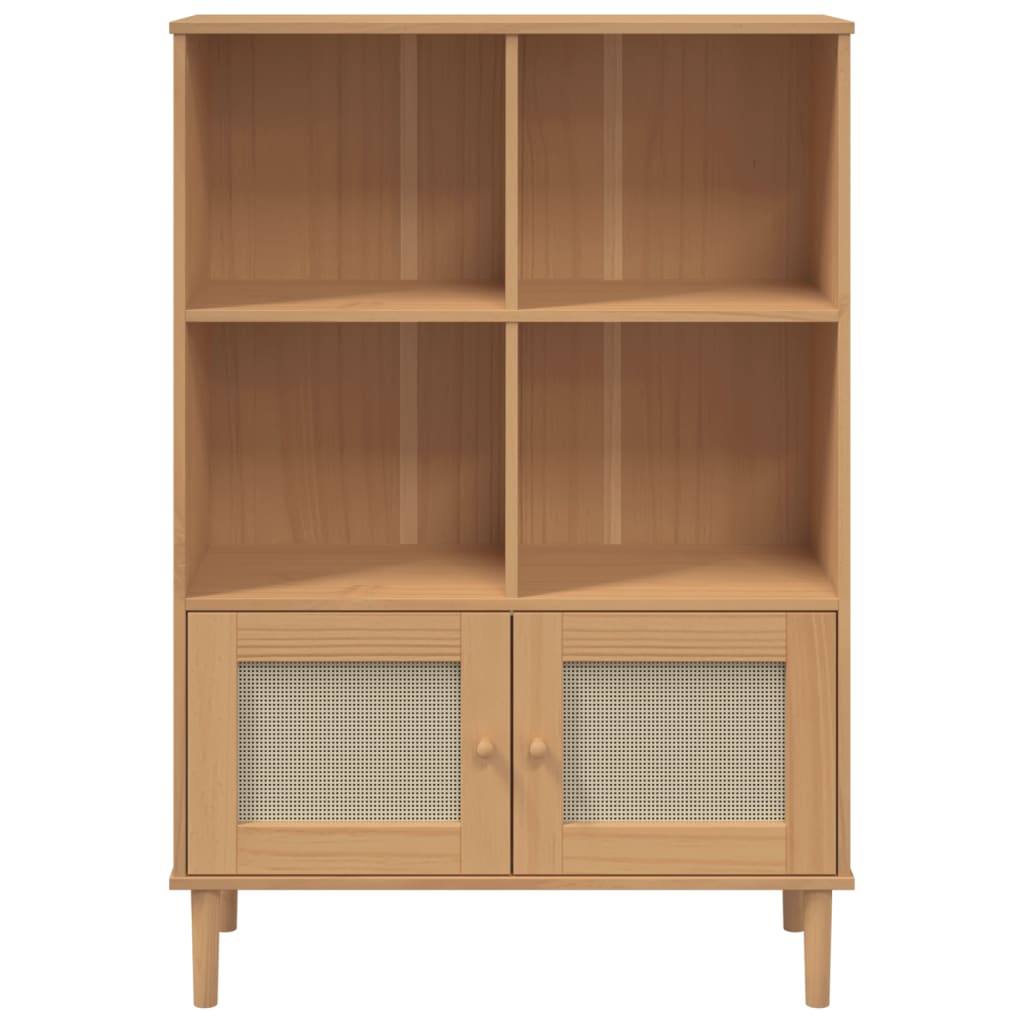 vidaXL Bookcase SENJA Rattan Look Brown 90x35x130 cm Solid Wood Pine 5