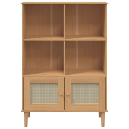 vidaXL Bookcase SENJA Rattan Look Brown 90x35x130 cm Solid Wood Pine 5