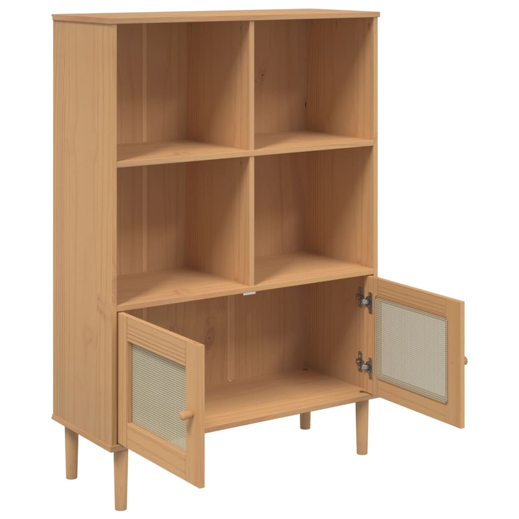 vidaXL Bookcase SENJA Rattan Look Brown 90x35x130 cm Solid Wood Pine 6
