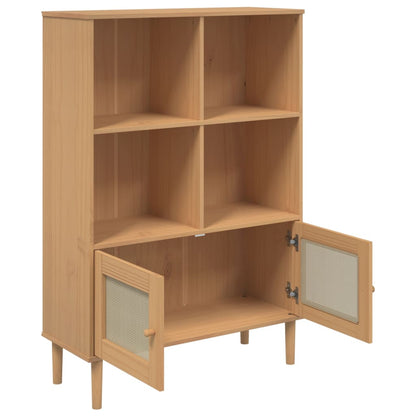 vidaXL Bookcase SENJA Rattan Look Brown 90x35x130 cm Solid Wood Pine 6