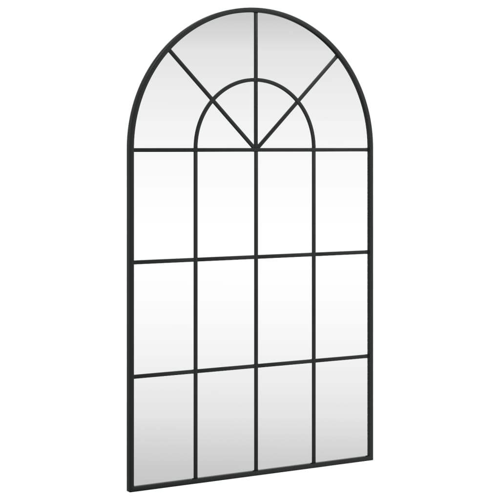 vidaXL Wall Mirror Black 60x100 cm Arch Iron 2