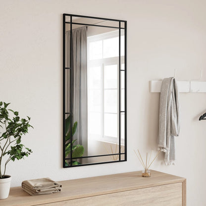 vidaXL Wall Mirror Black 50x100 cm Rectangle Iron 1