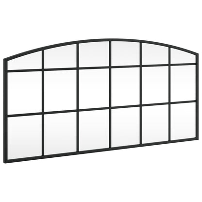 vidaXL Wall Mirror Black 80x40 cm Arch Iron 2