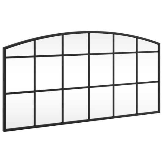 vidaXL Wall Mirror Black 80x40 cm Arch Iron 2