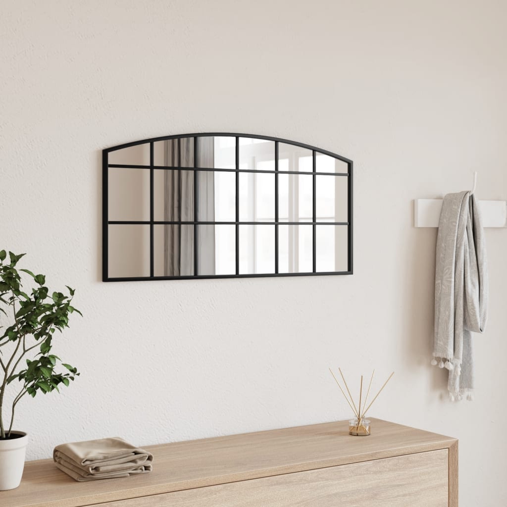 vidaXL Wall Mirror Black 80x40 cm Arch Iron 1