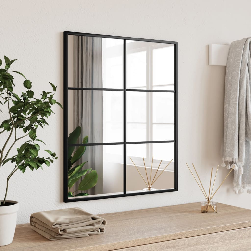 vidaXL Wall Mirror Black 50x60 cm Rectangle Iron 1