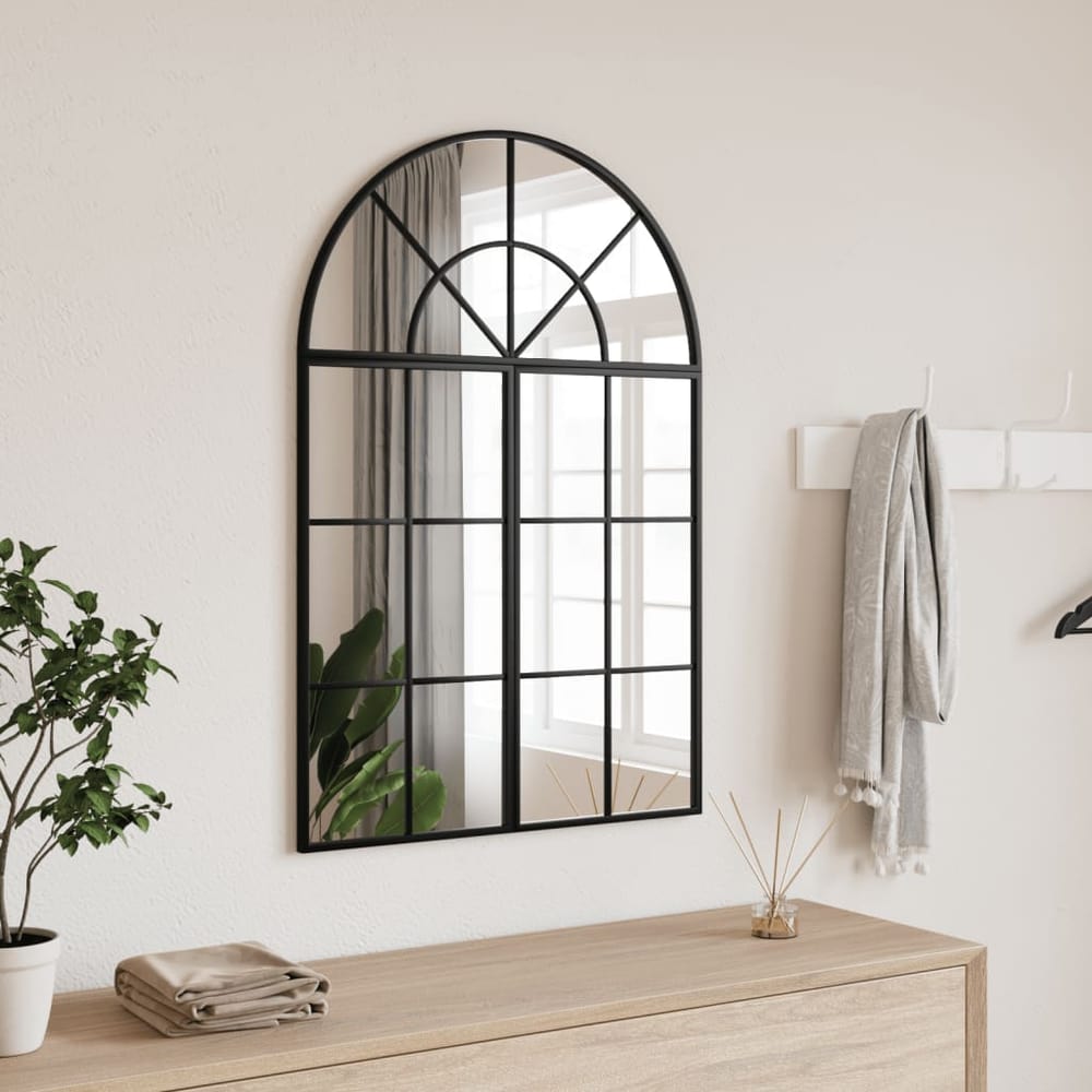 vidaXL Wall Mirror Black Arch Iron