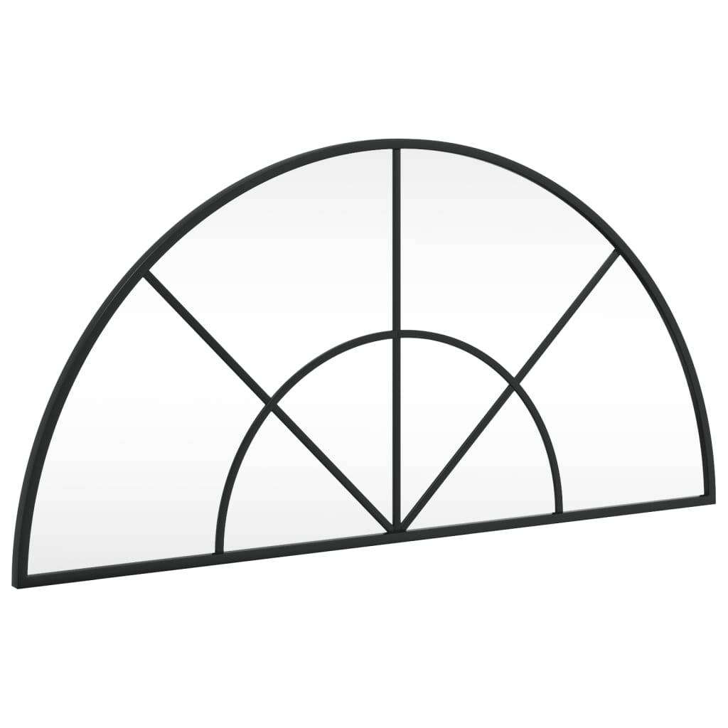 vidaXL Wall Mirror Black 80x40 cm Arch Iron 2
