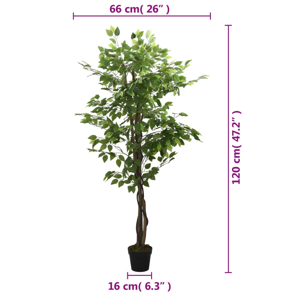 vidaXL Artificial Ficus Tree 630 Leaves 120 cm Green 5