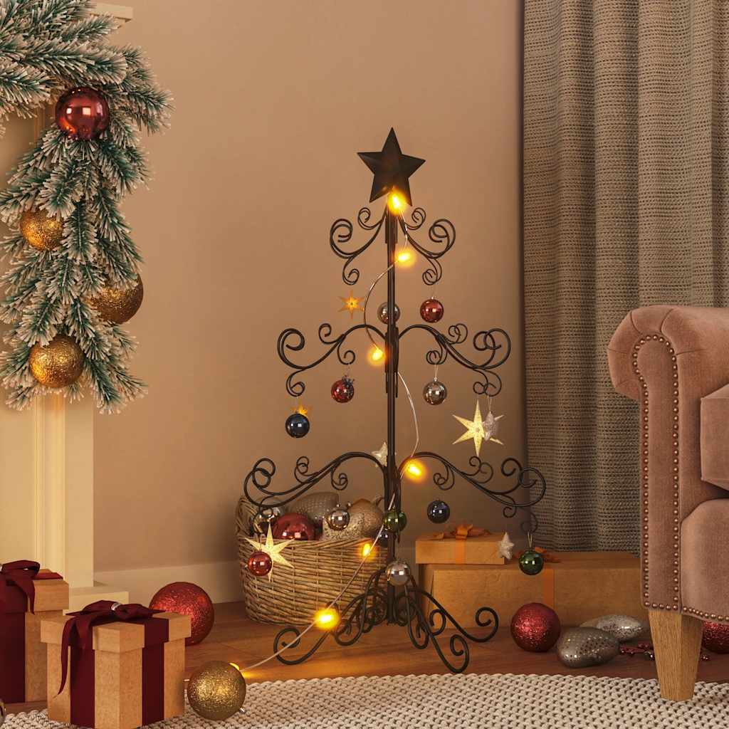 vidaXL Metal Christmas Tree for Decoration Black 90 cm 1