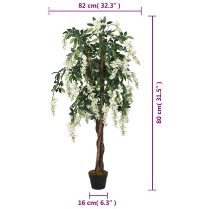 vidaXL Artificial Wisteria Tree 560 Leaves 80 cm Green and White 5