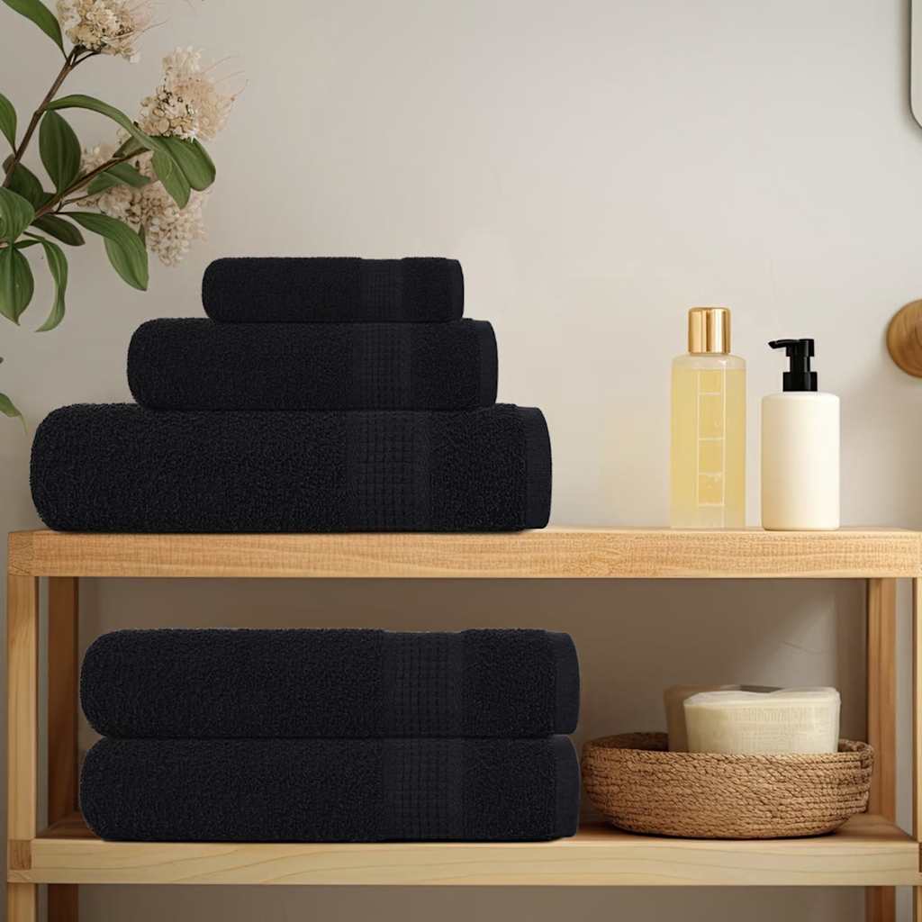 vidaXL Bath Towels "FROGN" 4 pcs Black 100x150 cm 360 gsm 3
