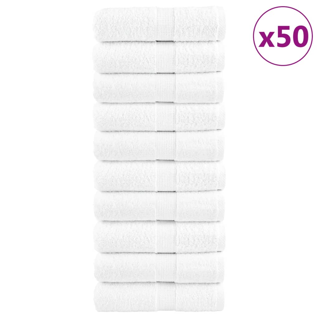 vidaXL Premium Washcloths "SOLUND" 50 pcs White 15x21 cm 600 gsm 1