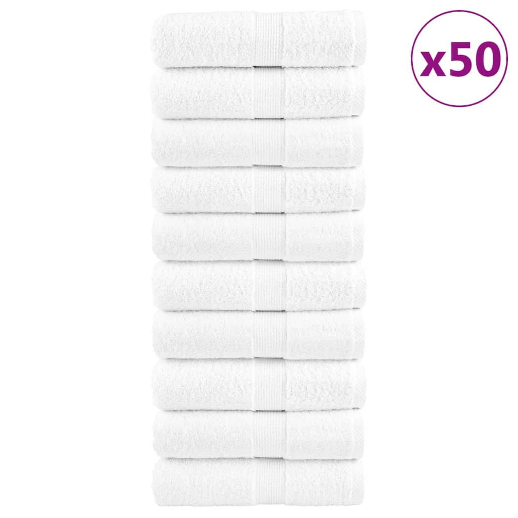 vidaXL Premium Wash Towels "SOLUND" 50 pcs White 30x30 cm 600 gsm 1