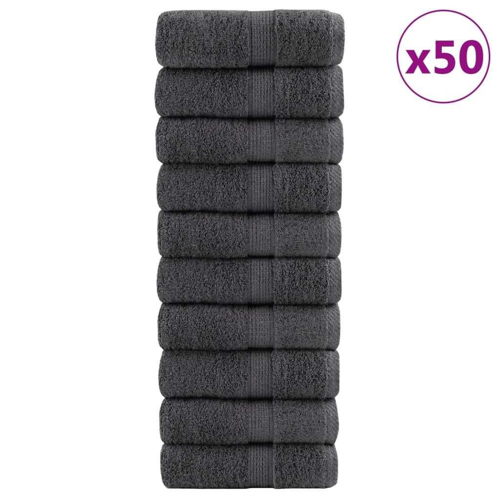vidaXL Premium Washcloths "SOLUND" 50 pcs Anthracite 15x21 cm 600 gsm 1