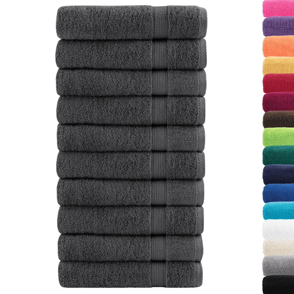 vidaXL Premium Hand Towels "SOLUND" 10 pcs Anthracite 50x100 cm 600 gsm 2